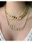 Fashion Gold Alloy Diamond Alphabet Chain Double Layer Necklace