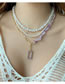 Fashion Gold Geometric Pearl Beaded Gravel And Chain Diamond Square Multilayer Necklace