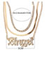 Fashion Gold Alloy Diamond Alphabet Snake Bone Chain Multilayer Necklace