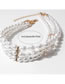 Fashion White Pearl Beads And Diamonds Multilayer Necklace