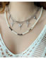 Fashion White Alloy Pearl Heart Beaded Diamond Cross Angel Double Layer Necklace