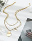 Fashion Gold Stainless Steel Geometric Tag Double Layer Necklace