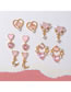 Fashion 10# Bronze Zirconium Geometric Heart Pearl Stud Earrings
