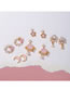 Fashion 15# Bronze Zirconium Geometric Flower Stud Earrings