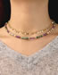 Fashion Stone Solid Copper Geometric Colorful Stone Beaded Necklace