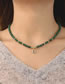 Fashion Green Pure Copper Malay Jade Beaded And Diamond Oval Necklace