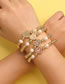 Fashion Blue Diamond Love Brass Gold Plated Beaded Diamond Heart Bracelet