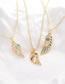 Fashion Color-2 Brass Gold Plated Zirconium Wings Necklace