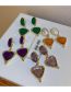 Fashion Purple Metal Geometric Pleated Oval Heart Stud Earrings