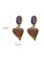 Fashion Light Purple Metal Geometric Pleated Oval Heart Stud Earrings