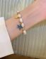 Fashion Blue Pearl Beaded Shell Starfish Alphabet Bracelet
