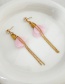 Fashion Light Pink Alloy Inset Zirconium Mesh Flower Chain Earrings