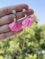 Fashion Light Pink Alloy Inset Zirconium Mesh Flower Chain Earrings