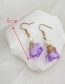 Fashion Purple Alloy Pearl Fabric Flower Earrings