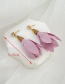 Fashion Pink Alloy Inlaid Zirconium Fabric Flower Stud Earrings