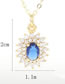 Fashion Blue Brass And Diamond Oval Necklace