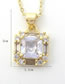 Fashion White Bronze Diamond Square Necklace