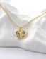 Fashion 3# Zirconium Butterfly Necklace In Gold Plated Copper