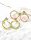 Fashion Green Bronze Zirconium Oil Drop Snake Stud Earrings