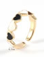 Fashion Black Copper Drip Oil Heart Open Ring
