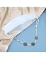 Fashion 9# White Beads + Safflower Alloy Drip Oil Daisy Pearl Mask Chain