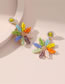 Fashion Color Alloy Diamond Flower Stud Earrings
