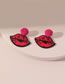 Fashion Red Resin Geometric Lip Stud Earrings