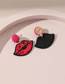 Fashion Red Resin Geometric Lip Stud Earrings