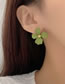 Fashion A Pair Of Green Earrings Alloy Geometric Camellia Stud Earrings