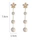Fashion Gold Geometric Pearl Flower Drop Earrings