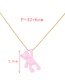 Fashion Pink Copper Drip Bear Pendant Necklace