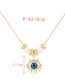 Fashion Blue Copper Drop Oil Eye Pearl Pendant Necklace