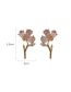 Fashion Pink Metal Crystal Zirconium Flower Stud Earrings