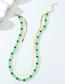 Fashion Gold Glass Beaded Flat Snake Chain Double Layer Necklace