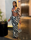 Fashion Black Polyester Zebra Print Long Sleeve Top Skirt Set