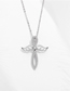 Fashion White Gold Metal Diamond Wings Cross Necklace