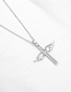 Fashion White Gold Metal Diamond Cross Necklace