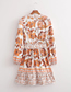 Fashion Orange Geometric Print Lace-up V-neck Dress