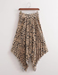 Fashion Leopard Print Satin Leopard Crinkle Irregular Skirt