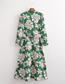Fashion Green Stretch Print Lace-up Dress