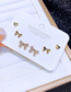 Fashion Gold Brass And Zirconium Bow Heart Stud Earrings Set