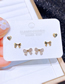 Fashion Gold Brass And Zirconium Bow Heart Stud Earrings Set