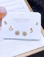 Fashion Gold Bronze Zirconium Sun Star Moon Stud Earrings Set