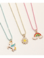 Fashion Color Alloy Geometric Drip Daisy Rainbow Unicorn Necklace Set