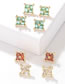 Fashion White Zircon Square Earrings Brass Inset Zirconium Square Stud Earrings