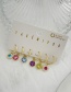 Fashion Color Set Of 6 Copper Inlaid Zircon Contrast Round Earrings