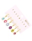 Fashion Color Set Of 6 Copper-inlaid Zircon Contrast Oval Earrings