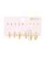 Fashion Gold Set Of 6 Copper Square Earrings