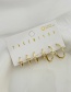 Fashion Gold Set Of 6 Brass Zircon Hoop Earrings