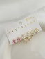 Fashion Gold 6-piece Set Of Copper Inlaid Zircon Flower Heart Earrings